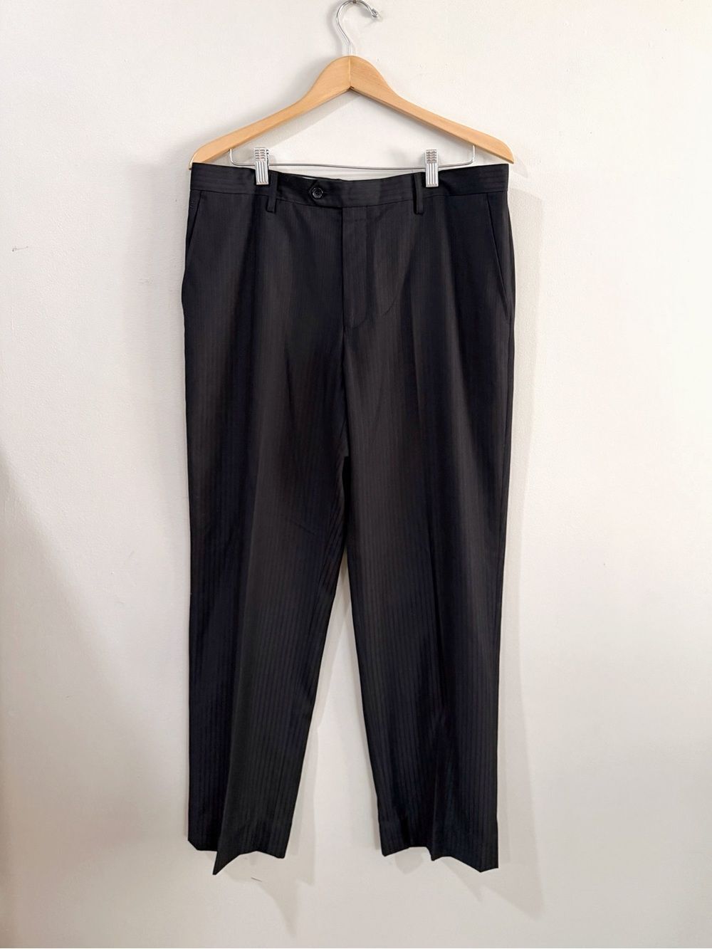 D&G Dolce & Gabbana Men's 36 Black Wool Pinstripe Dress Pants Y2K Italian